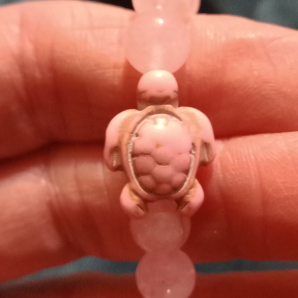 Natural Sea Turtle Pink Crystal Bracelet - Picture 2 of 3